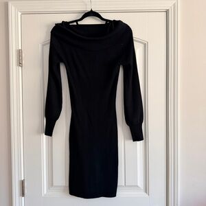 NWT! Elegant Black Ribbed Knit Dress
